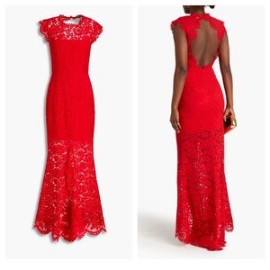 Rachel Zoe Bridal Red Lace dress w/ Open back Size 12.